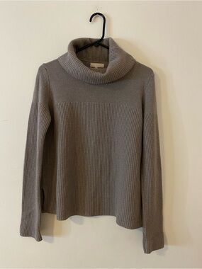 Benedetta B. Made in Italy merino wool blend  Taupe Turtleneck Ribbed Sweater